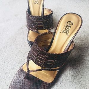 Carlos Santana Brown Leather Sandal Heels